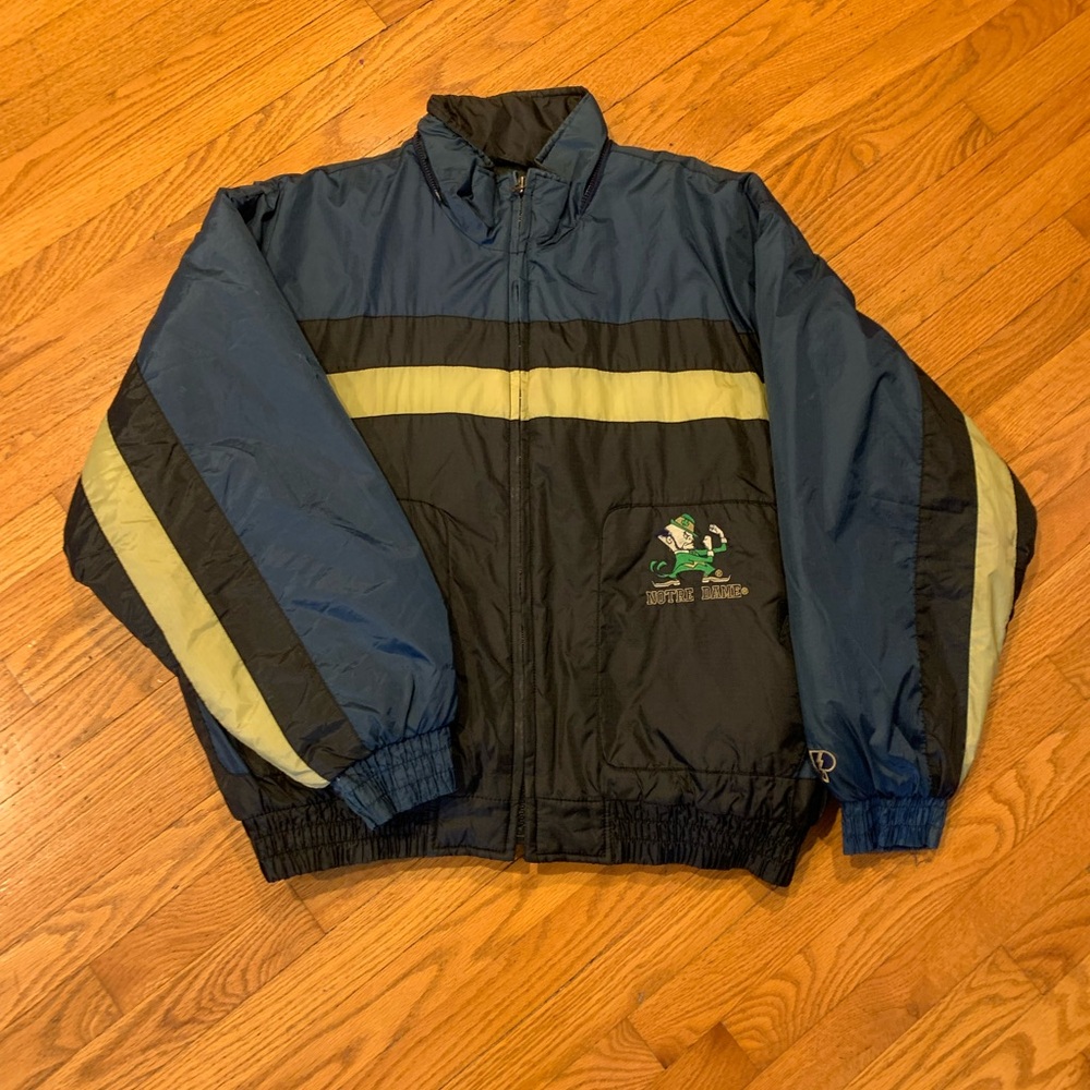Vintage 90s Pro Player Notre Dame Fighting Irish Zip Up Puffer Jacket